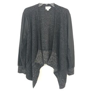 Pure DKNY M/L Open Front Leather Sleeve Cardigan